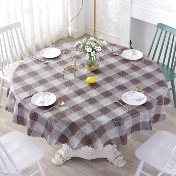 

pastoral pvc round tablecloth plaid table cover christmas tablecloth waterproof dining kitchen oil proof protector decoration bbylht lg2010