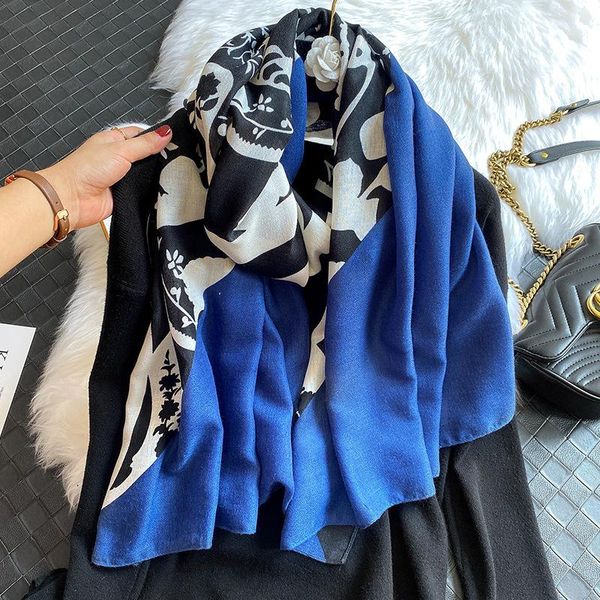 

women winter scarf warm cotton hijab shawl wraps lady foulard pashmina headband leopard scarves bandana stoles 2020 new wmtllj bdesybag, Blue;gray