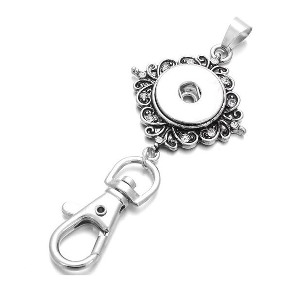 

new snap jewelry 18mm metal flower snap button keychains keyring pendant layard for women gi qylmgx