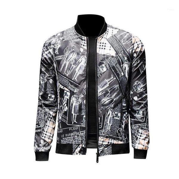 

new printed jacket men's jacket men's slim men, Black;brown