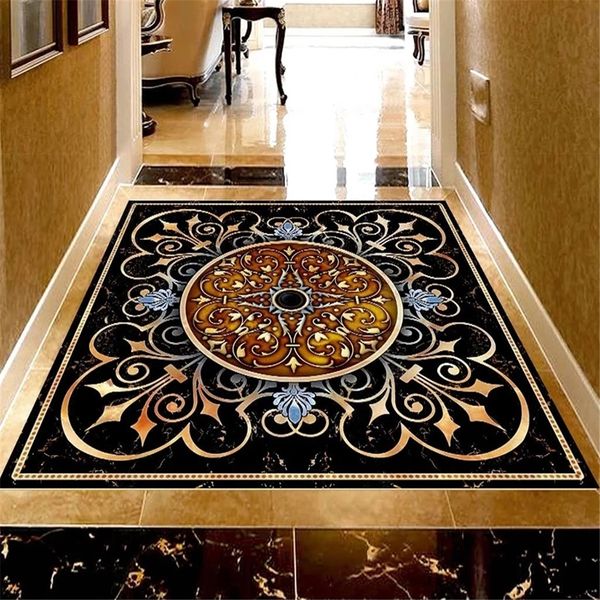 

Custom Marble Sticker Mural Living Room Bedroom Floor Self-adhesive Decor Waterproof DE parede 3d wallpapers, Black