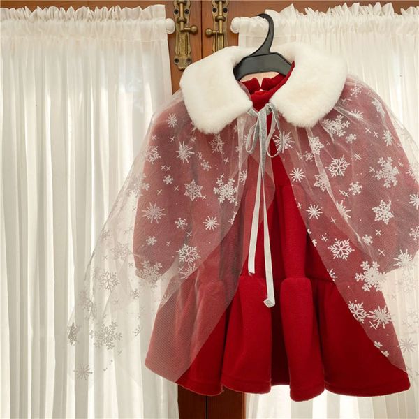 

childhood 2020 winter korean maomao girls' christmas drs (excluding yarn, Red;yellow