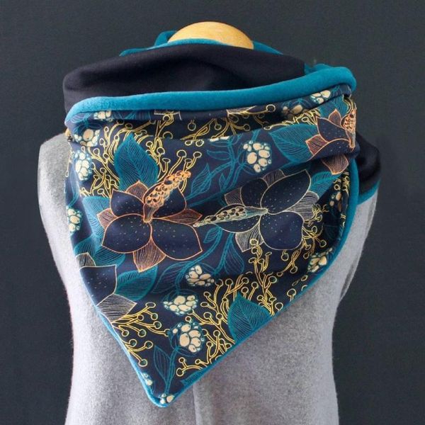 

scarves retro floral print scarf women casual fashion multi-purpose shawl button sjaals voor dames 2021 accessories, Blue;gray