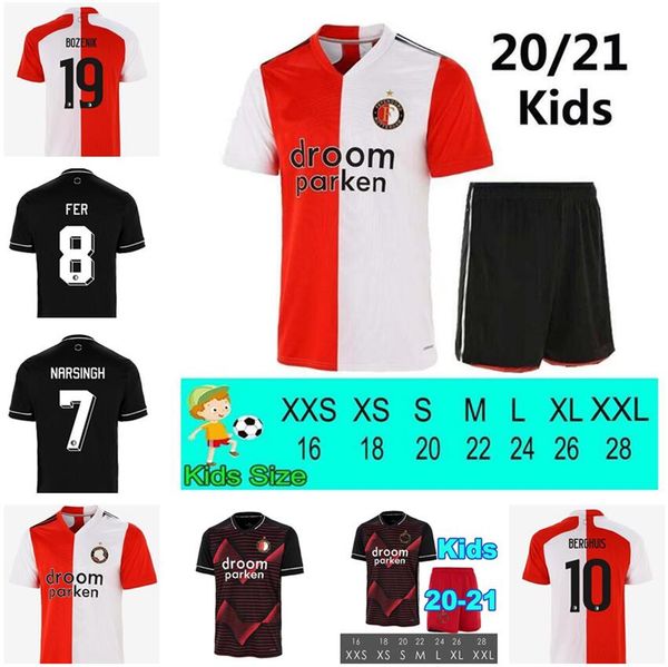 

kids kit socks 20 21 feyenoord soccer jerseys 2020 2021 larsson v.persie berghuis vilhena feyenoord rotterdam football jersey shirt, Black;yellow