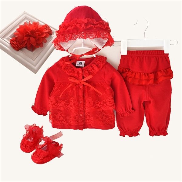 

3 pcs cute newborn girl clothes set 1st birthday new style clothing hat shoes headband lace 0 baby suit 12 1021, White