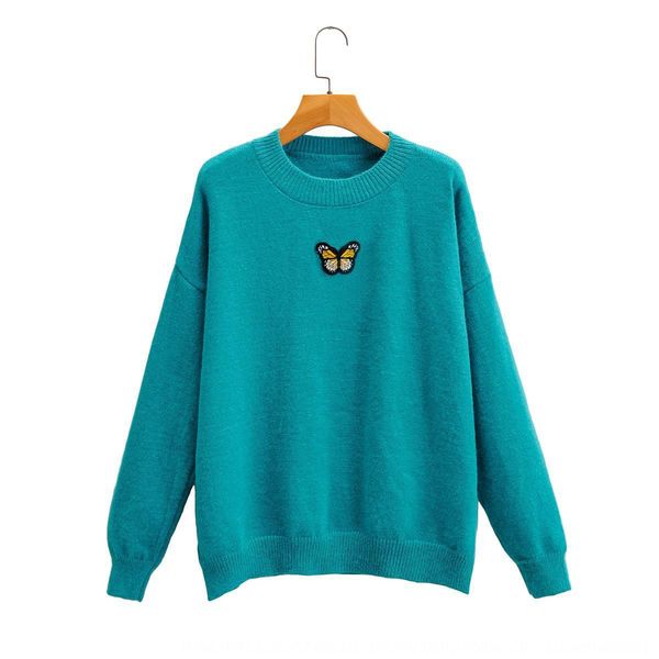 

2020 autumn winter autumn butterfly paste knitwear pulloverwool pullover pullover sweater women's loose new solid color 7mqpk, White;black