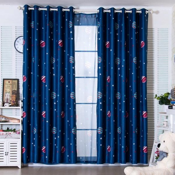 

curtain & drapes latest 2 colors blue planet cartoon curtains for boys bedroom kids living room shade window home decor cortina1