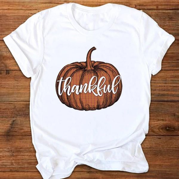 

women graphic pumpkin season thanksgiving fall autumn halloween print clothes lady tees female t shirt womens t-shirt, White