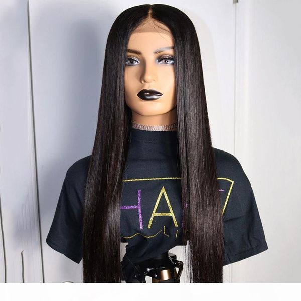 

2x6 straight wig lace front human hair wigs for black women brazilian remy hair pre plucked lace wig with baby hair, Black;brown