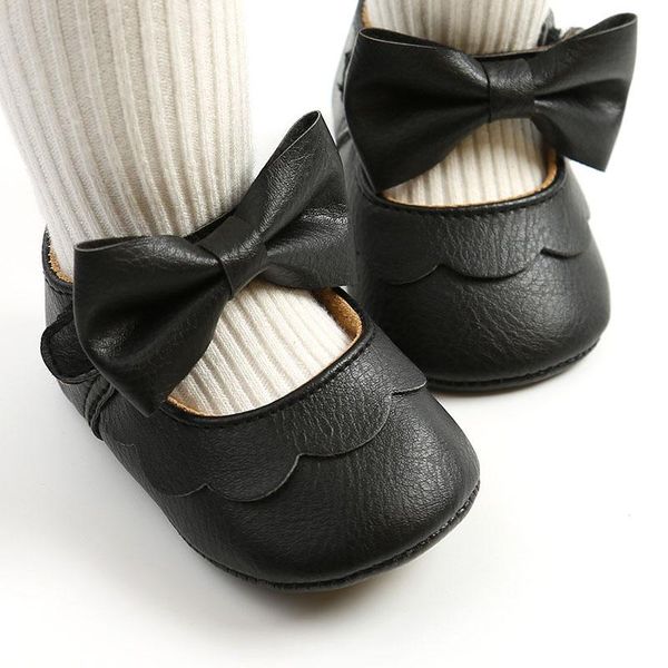 

2020 autumn bowknot princess shoes for girls solid color winter shoes for children baby girls accessories 0-18months send ribbon