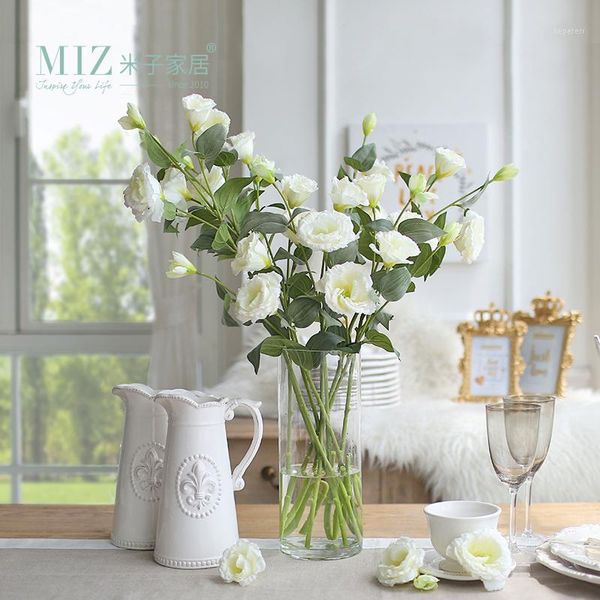 

miz 5 pieces 1 bud eustoma flower wedding bud flower for bride home decor artificial silk no vase1