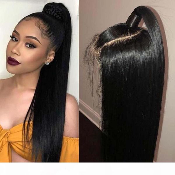 

invisible hd lace frontal wigs pre plucked 130 density virgin brazilian glueless transparent hd lacefront wig for black women bleached knots, Black;brown