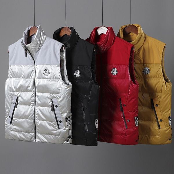 

european and american winter down vest for men 2020 new trend of standing collar warm coat for men and women alike down casual vest, Black;white