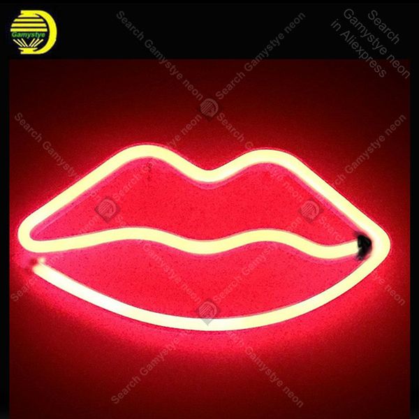 

lips led neon sign night lights unique design light wall decor lamp a toy for christmas wedding party kids bedroom real glass