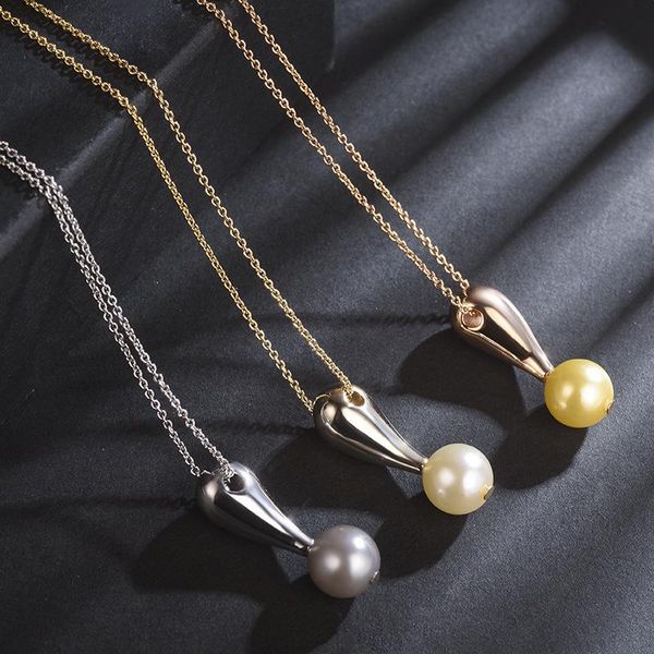 

queen lotus 2020 fashion elegant pearl pendant necklace for women clavicle chain jewelry accessories female simple necklace gift, Silver