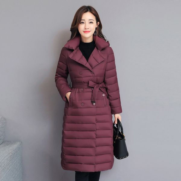 

2021 newoffice ladies women's winter jacket with sashes hooded duck down coat female slim thick plus size outwear wqns, Black