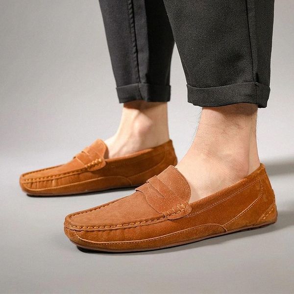 

fashion men loafer cow suede leather slip-on business shoe vintage casual classic formal loafers shoes zapatos de hombre #kp6m