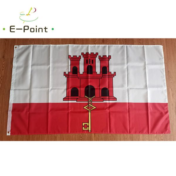 Gibraltar, Britisches Überseegebiet, 3 x 5 Fuß (90 x 150 cm), Polyester-Flagge, Banner, Niederlande, Dekoration, fliegende Hausgarten-Flagge, festliche Geschenke