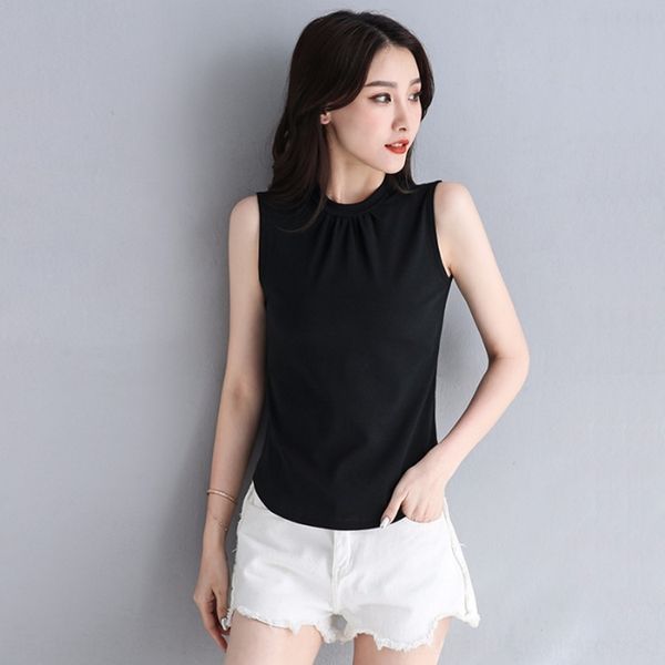 

cebh5 combed women's summer wear korean version sports versatile wear black vest bottom layer and sleeveless t-shirt cotton vest with, White