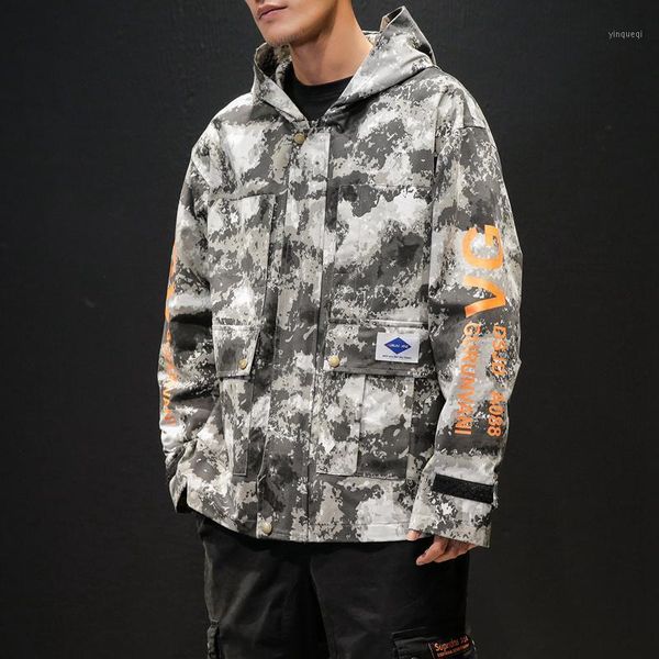 

fashion camouflage harajuku men's jacket 2020 autumn letter decoration hoodie male plus size streetwear leisure casual clothes1, Black;brown