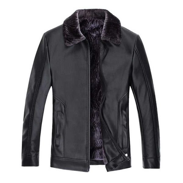 

2020 winter new men business casual warm leather jacket pu jaqueta clothing masculino abrigos inverno casacas kurtka erkek giyim, Black