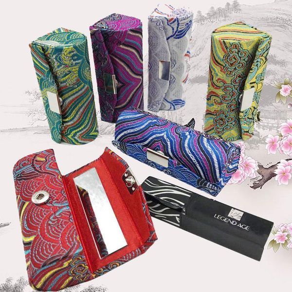 

gift wrap latest seawater silk brocade lipstick tube empty mini box with mirror makeup jewelry case lip packaging 1pcs1