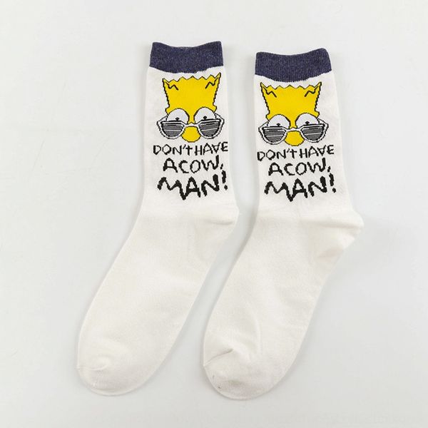 

cuo5n cotton men mid tube spring for medium medium autumn simpson cartoon fashion socks versatile socks and couple's and women fmvfi, Black