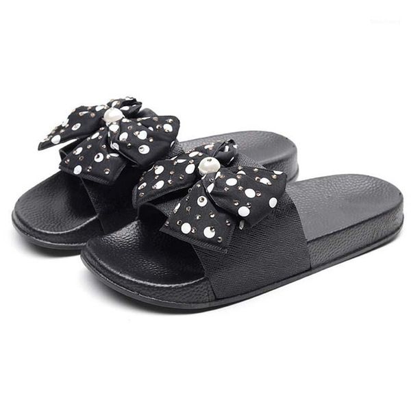 

2020 summer women sandals open toe non-slip butterfly bow rhinestones shoe woman ladies all-match party sandal zapatos de mujer1, Black