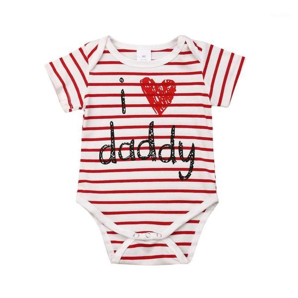 

rompers 0-24 months born infant kid baby boys girls romper striped letter i love daddy bodysuit outfit sunsuit clothes1, Blue