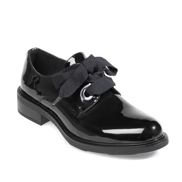 Heißer Verkauf – Damen-Leder-Flats-Schuhe, Patent-Müßiggänger, modische schwarze Riband-beiläufige Oxford-Schuhe für Büro-Damen, 2020, neues Herbst-Elegan-Kleid