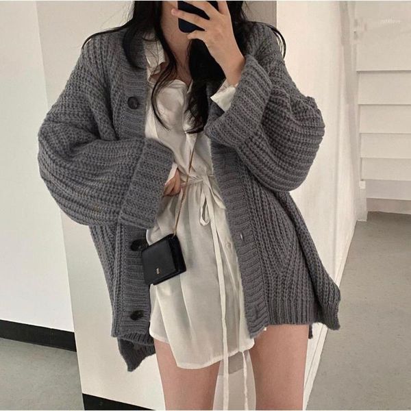 

one piece / suit loose long sleeve knitted sweater cardigan coat 2020 new autumn women's 2 pieces1, White