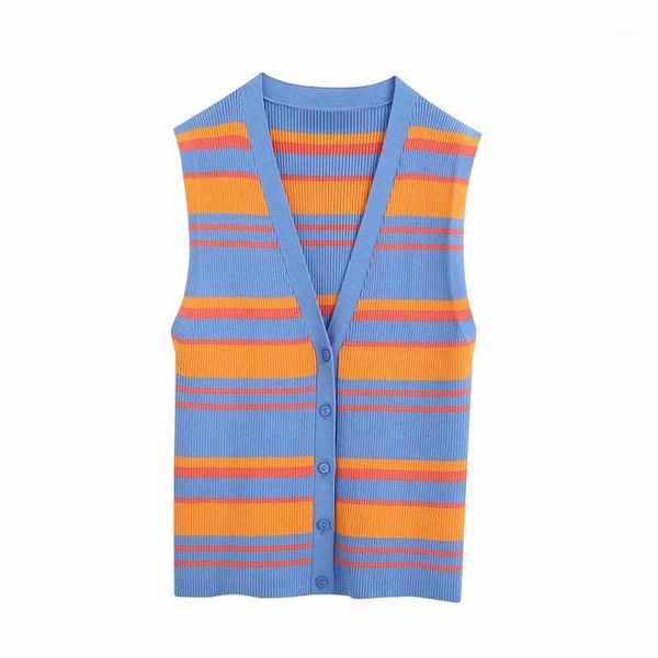 

sweet women striped knitted blouse 2020 fashion ladies elegant colorful casual female sleeveless blouses girls chic shirts1, White