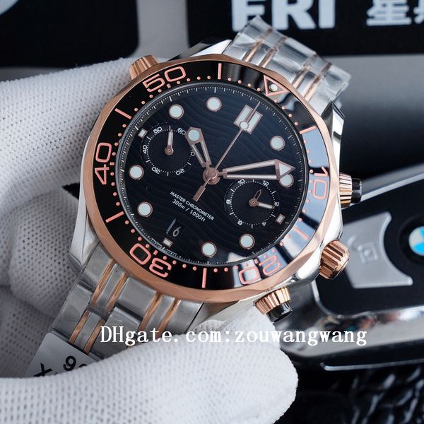 

2020 sea ceramic bezel watches aqua master terra man sport chronograph wristwatches james bond 007 boss timing mens watch d3033, Slivery;black