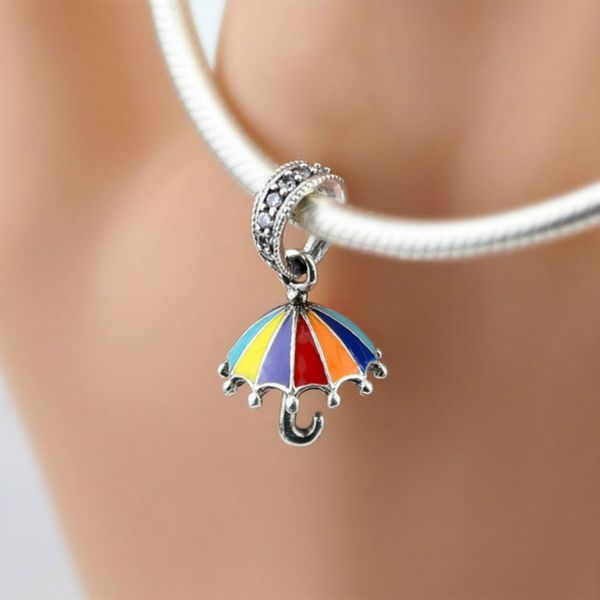 

2021 new 100% silver 2018 new color small umbrella pendant ladies fashion umbrella pendant diy necklace, Black