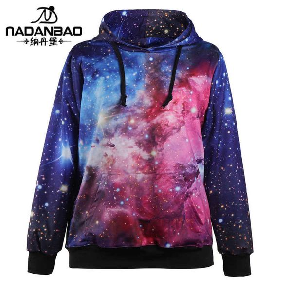 

starry sweater spring sky 2020 new women's printed long sleeve hoodie, Black