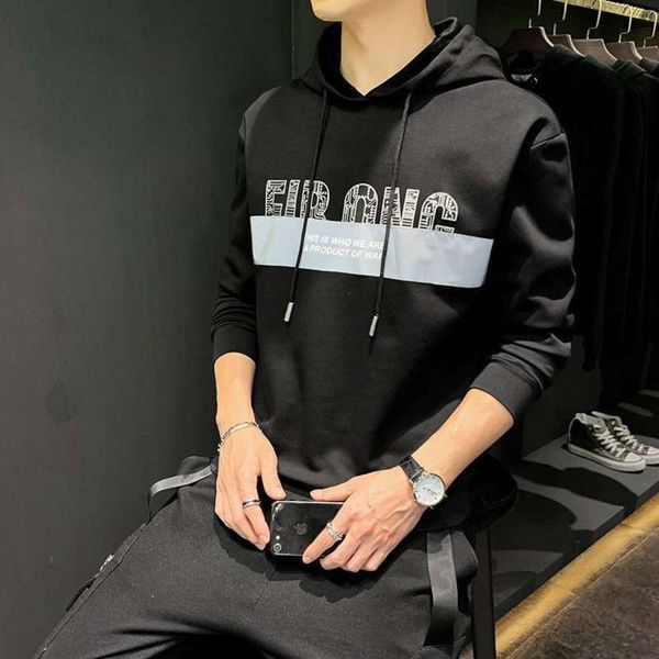 

sweater new hooded sportswear men's leisure ins spring and autumn trend, Gray