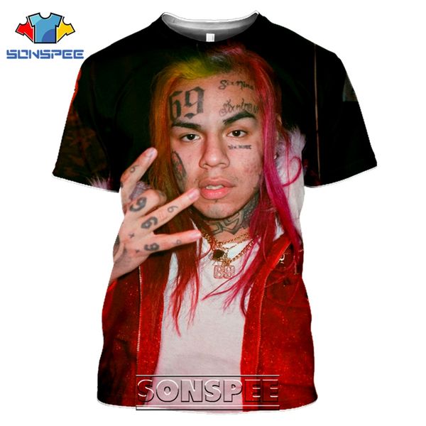 

6ix9ine cartoon rapper 3d print shirts comics funny oversized men clothing