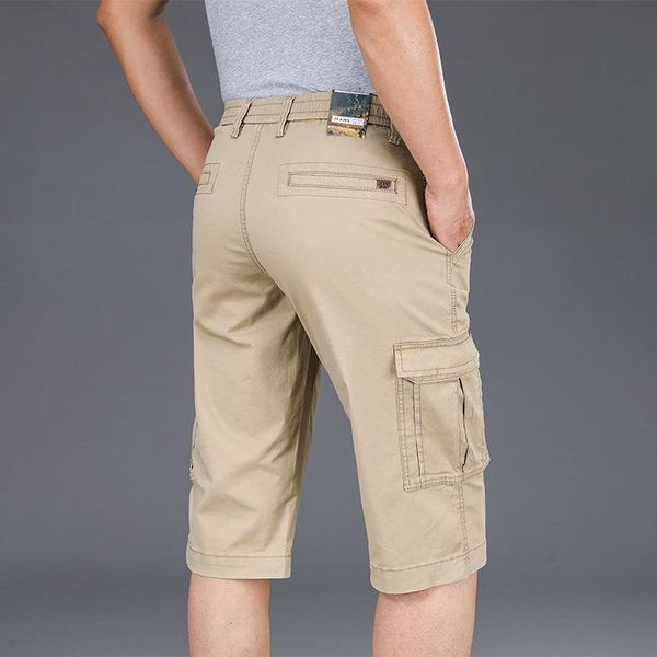 

men's shorts icpans 2021 summer casual men straight loose elastic waist multi-pocket cargo army big size 40 42 44, White;black