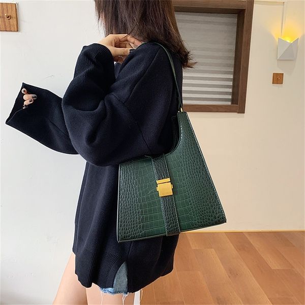 

vintage alligator women shoulder bags designer chic female handbags luxury crocodile pu leather messenger bag big purses 2020