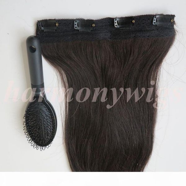 

80g 1pcs set  22inch remy human hair clip in hair extensions #1b off black straight hair comb, Black;brown