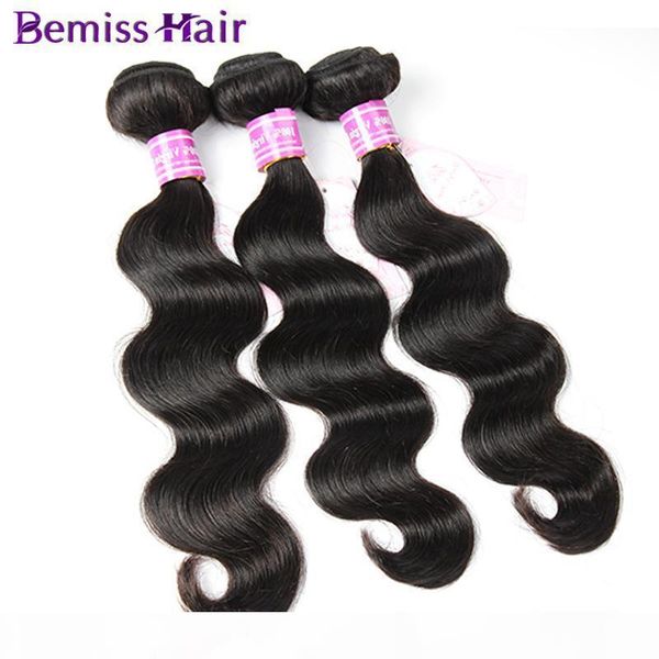 

brazilian body wave bundles 100% unprocessed natural color peruvian cambodian mongolian indian malaysian virgin human hair weave extensions, Black