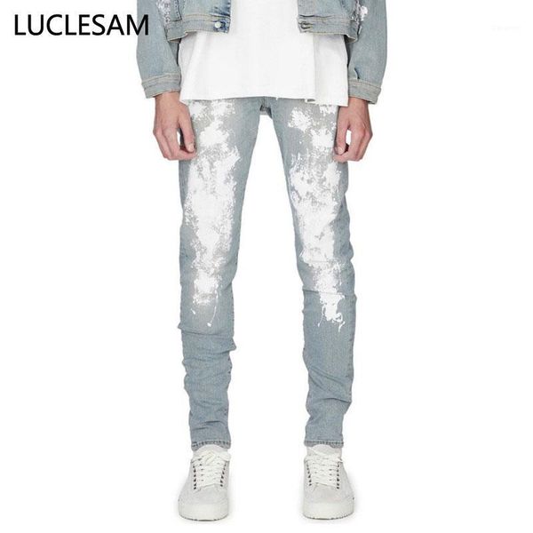 

mens printed jeans 2020 brand new fashion stretchy jeans for men elastic casual hip hop trousers skinny denim printing pants1, Blue