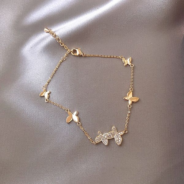 

flash new butterfly micro inlaid super fairy girl bracelet in personalized net fashion bracelet diamond butterfly diamond knti1, Golden;silver