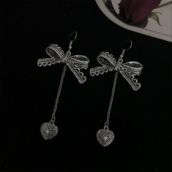 

gothic harajuku ретро любви крест лук длинные пенсиенты серьги kolczyki brincos aretes для женщин egirl fashion ювелирные изделия 2020 hot j, Black;white