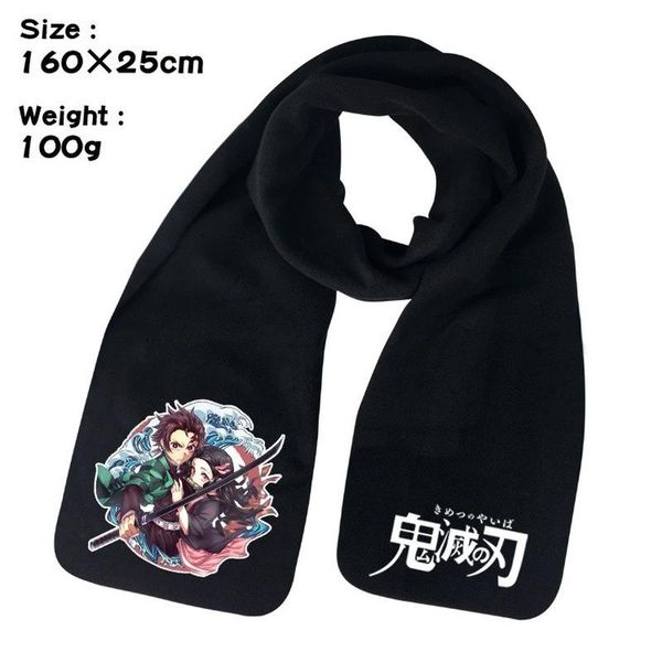 

japanese anime demon slayer mens plush autumn winter scarf warm shawl neck wrap classic long casual soft scarves 160cm x 25cm, Blue;gray