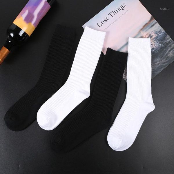 

awaytr mid-thick cotton business style socks sox solid color simplicity fashion hosiery for male female1, Black