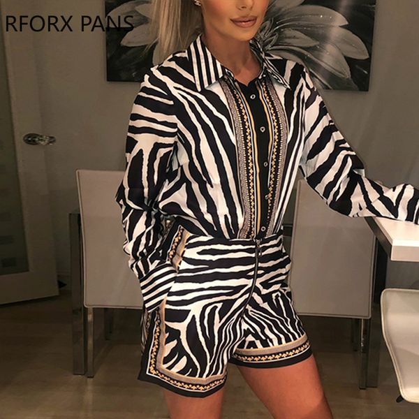 

zebra print buttoned shirt & zipper short sets 201007, White
