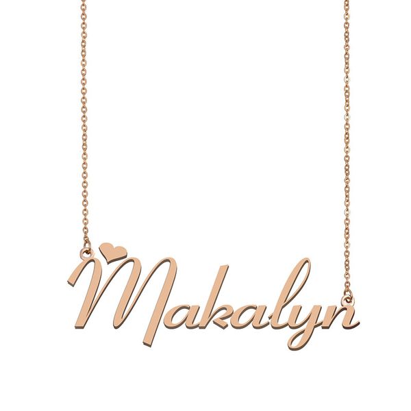 

makalyn name necklace pendant custom personalized for women girls children friends mothers gifts 18k gold plated stainless steel, Silver