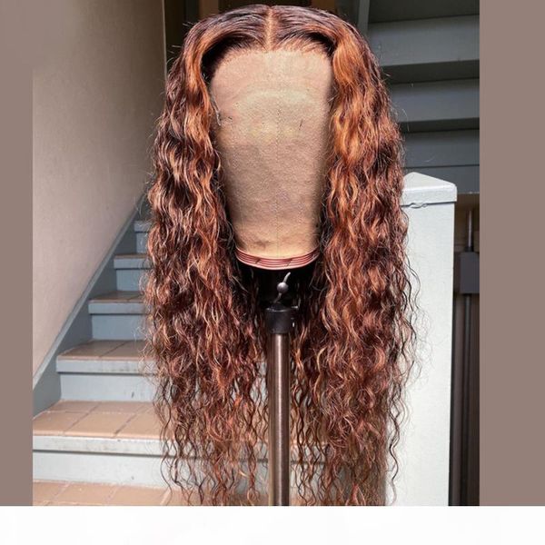 

water wave highlight 13x4 13x6 lace front human hair 8-24inch wigs with baby hair brazilian highlight black brown middle ratio lace wigs
