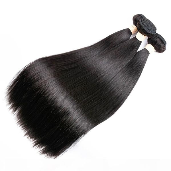

straight human hair bundles indian peruvian virgin remy hair bundles wefts naturral color for women 10-30 inch, Black